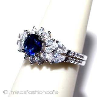 （画像用） サファイア　花　リング スターリングシルバー刻印