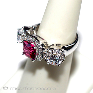 （画像用） ルビー＆ホワイトトパーズ スターリング刻印リング