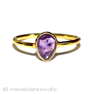 （画像用） 天然石アメジスト　リング 14Kイエローゴールド　925