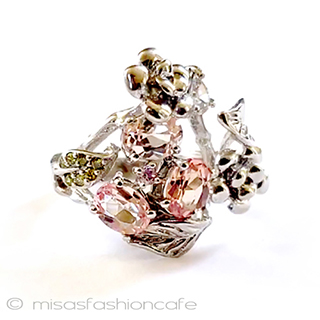 （画像用） 天然石フラワー　指輪 スターリング刻印リング