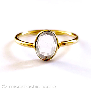 （画像用） 天然石クオーツ　リング 14Kイエローゴールド925