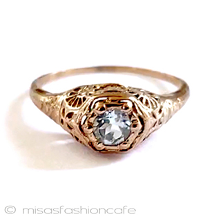 （画像用） 天然石アクアマリン指輪 14Kローズゴールド925