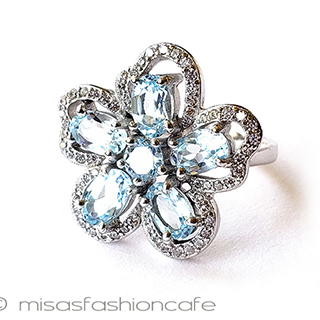 （画像用） ブルートパーズ花リング スターリング925　指輪