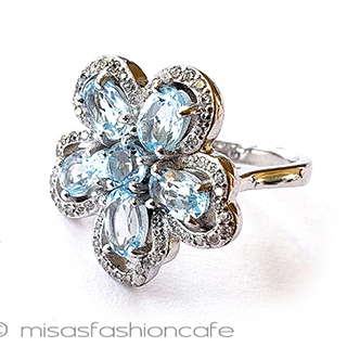 （画像用） ブルートパーズ花リング スターリング925　指輪