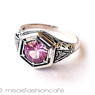 （画像用） アンティーク銀製リング ピンクサファイア　指輪