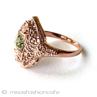 （画像用） アンティークリング　指輪 天然石14kローズゴールド