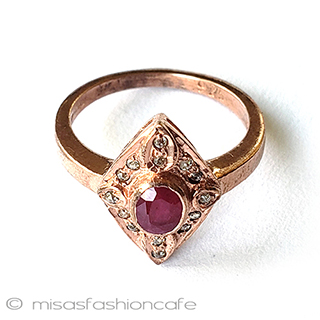 （画像用） アンティークジュエリー指輪 天然ルビー＆ダイヤモンド