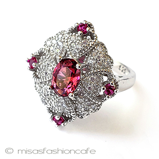 （画像用） ルビー　フローラル スターリング925リング