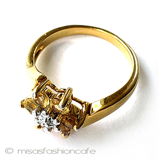 （画像用） アンティークリング　花 ダイヤモンド＆シトリン