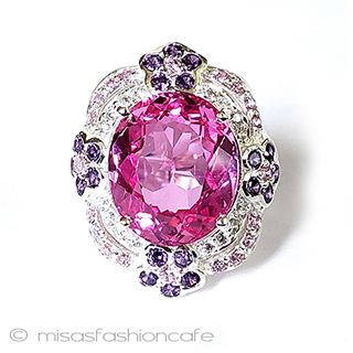 （画像用） トルマリン・フラワー指輪 スターリング925　銀製