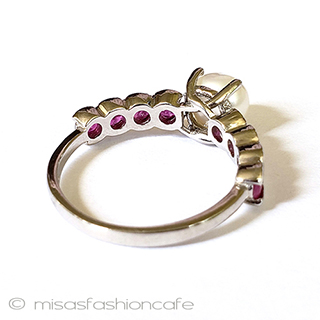 （画像用） 真珠と天然石ルビー指輪 スターリング刻印リング