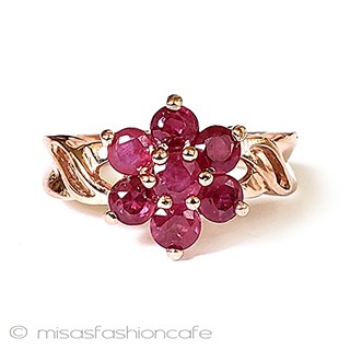 （画像用） アンティークリング指輪 お花ルビー14kGold925