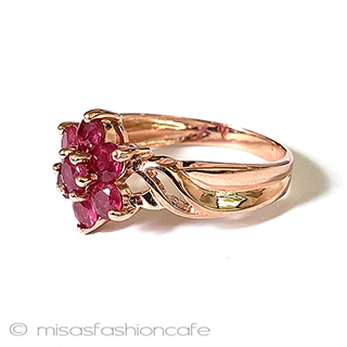 （画像用） アンティークリング指輪 お花ルビー14kGold925