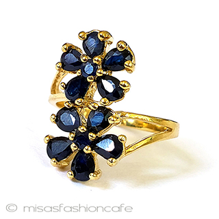 （画像用） アンティーク指輪14k925 天然石サファイアのお花