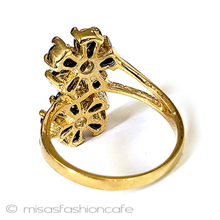 （画像用） アンティーク指輪14k925 天然石サファイアのお花