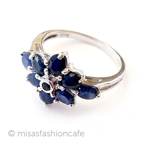 （画像用） 天然石サファイアのお花 アンティークリング指輪