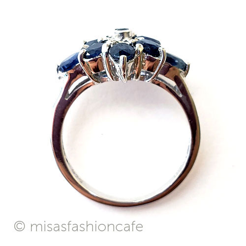 （画像用） 天然石サファイアのお花 アンティークリング指輪