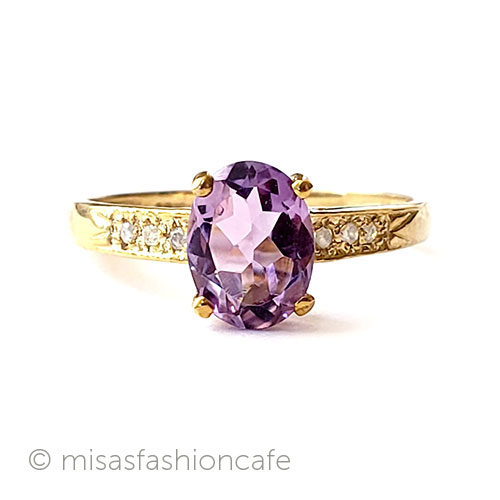 （画像用） 10金ゴールドリング 指輪 アメジスト＆ダイヤモンド