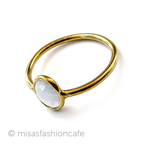 （画像用） 天然石ムーンストーン指輪 14Kイエローゴールド925