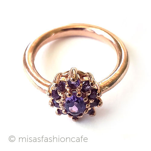 （画像用） アンティークリング花指輪 アメジスト ローズGold925