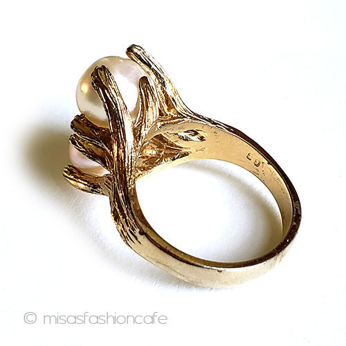 （画像用） アンティークリング 真珠 金の枝木　指輪