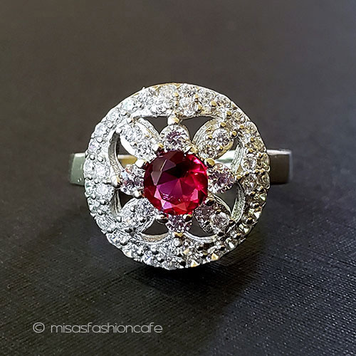 （画像用） ルビー＆ホワイトトパーズ スターリングシルバー指輪