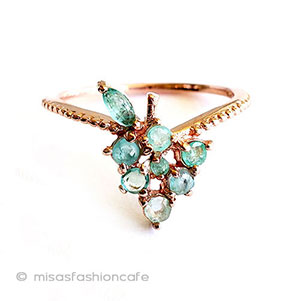 （画像用） 天然エメラルド葡萄の指輪 14Kローズゴールド　925