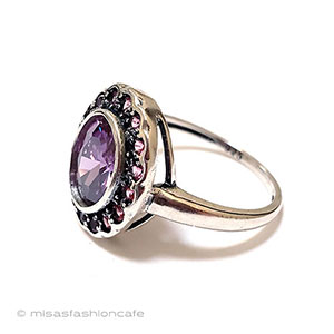 （画像用） アメジスト銀製925指輪 スターリング刻印リング