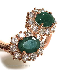 （画像用） 天然石エメラルド花リング 14kRoseゴールド925指輪