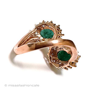 （画像用） 天然石エメラルド花リング 14kRoseゴールド925指輪