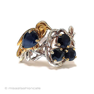 （画像用） 天然サファイア鳥と卵 スターリング銀製指輪