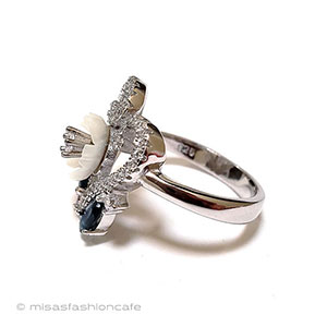 （画像用） 天然サファイア花リング スターリング銀製指輪