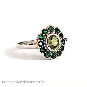 （画像用） エメラルド&ペリドット スターリング　指輪