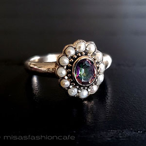 （画像用） 真珠トパーズ　指輪 スターリング　銀製