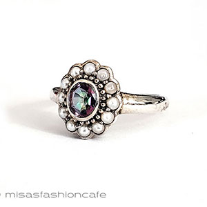 （画像用） 真珠トパーズ　指輪 スターリング　銀製