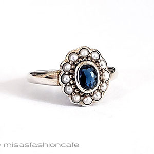 （画像用） 真珠　サファイア　指輪 スターリングシルバー銀