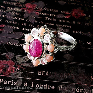（画像用） 天然石ルビー・オパール スターリングシルバー指輪