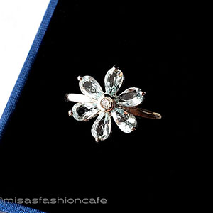 （画像用） 天然石アクアマリンのお花 スターリングシルバー指輪
