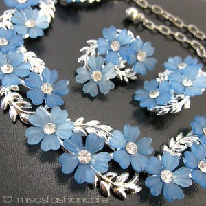 （画像用） ブルーフラワー　セット ネックレス＆イヤリング