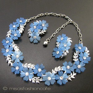 （画像用） ブルーフラワー　セット ネックレス＆イヤリング