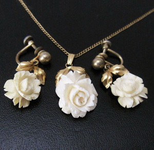 （画像用） 12K本象牙アイボリー ネックレス・イヤリングセット