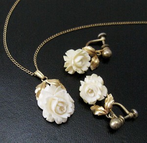 （画像用） 12K本象牙アイボリー ネックレス・イヤリングセット