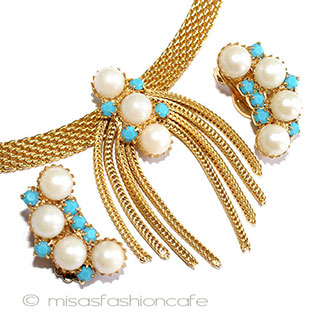 （画像用） パール＆ターコイズ メタルフリンジ　セット