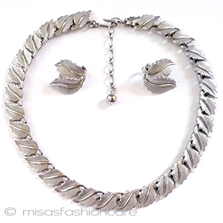 （画像用） Trifari　 トリファリ 銀の葉　セット