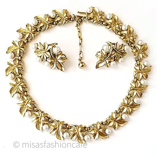 （画像用） Trifari　 トリファリ パール紅葉　セット