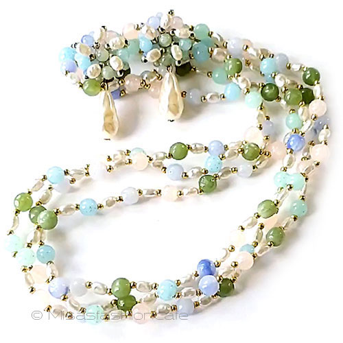 （画像用） ヴィンテージ3連＆花セット バロックパール＆ビーズ