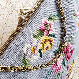 （画像用） ヴィンテージバッグ（大） プチポアンお花刺繍