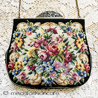 （画像用） アンティークバッグ　刺繍 オーストリア製　プチポアン