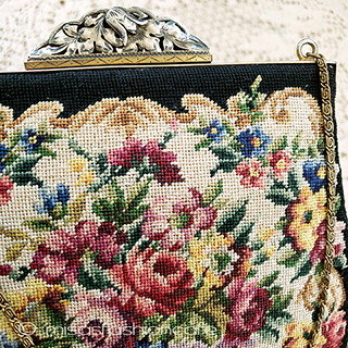 （画像用） アンティークバッグ　刺繍 オーストリア製　プチポアン