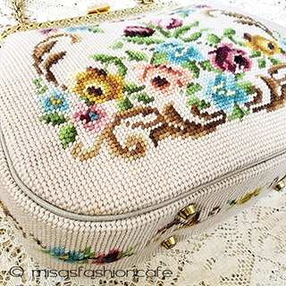 （画像用） ヴィンテージバッグ（大） プチポアンお花刺繍